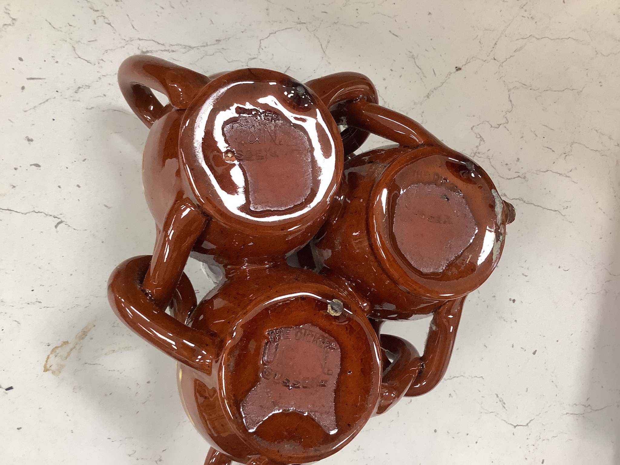 A large collection of assorted glazed Dickerware vases, jugs and pots